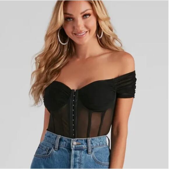 NWT Windsor So Chic Mesh Bustier Bodysuit Sz S - Picture 1 of 6